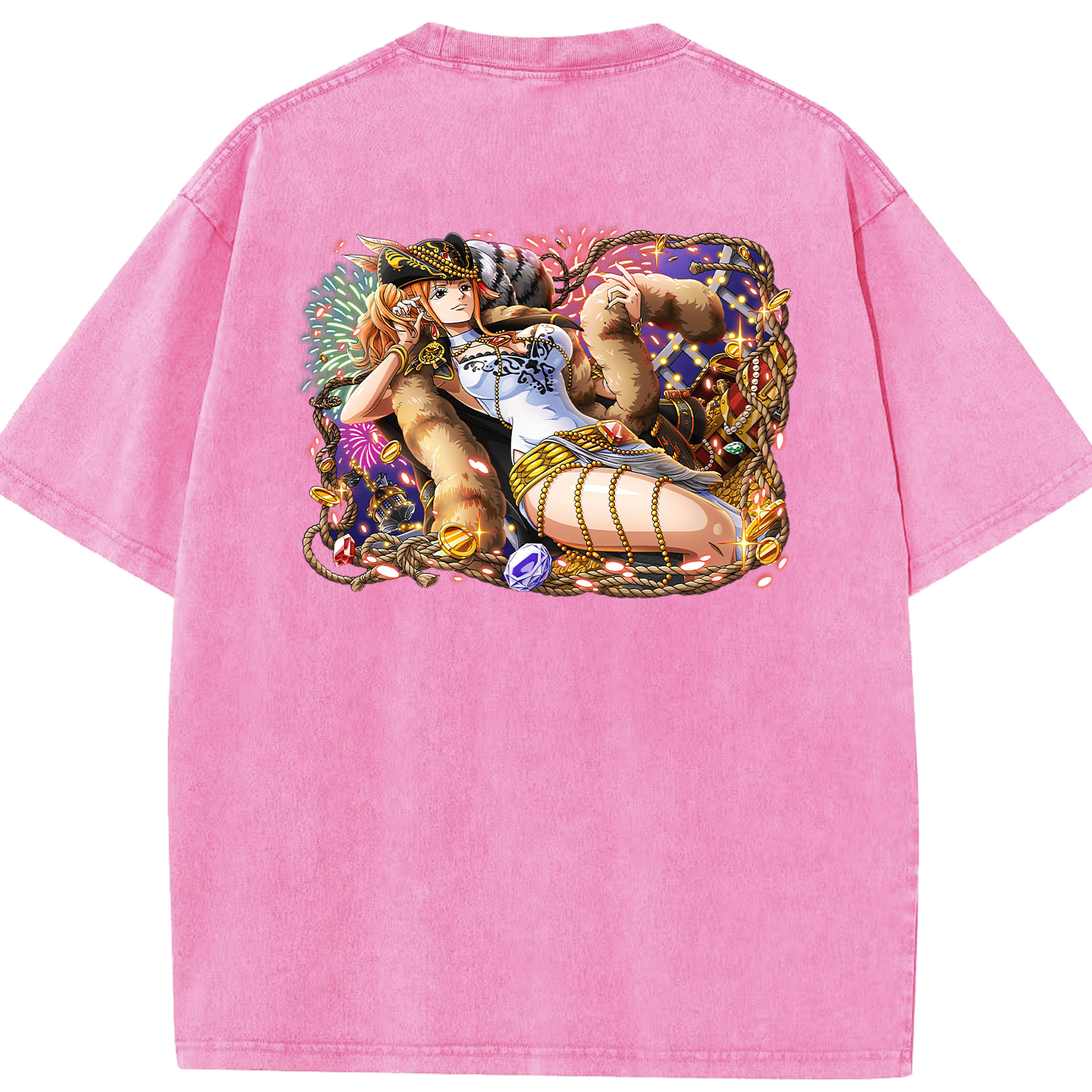 ワンピース ナミ ONE PIECE Nami 綿100% ヴィンテージ風 半袖Tシャツ（背面プリント）